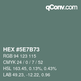 Color code: HEX #5E7B73 | qconv.com