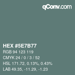 Color code: HEX #5E7B77 | qconv.com