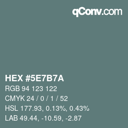 Código de color: HEX #5E7B7A | qconv.com