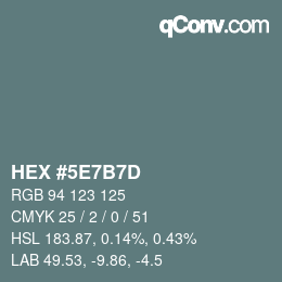 Color code: HEX #5E7B7D | qconv.com