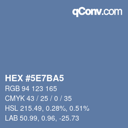 Farbcode: HEX #5E7BA5 | qconv.com