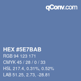 カラーコード: HEX #5E7BAB | qconv.com
