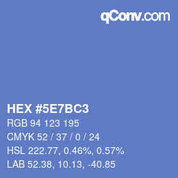 Color code: HEX #5E7BC3 | qconv.com