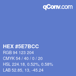 Farbcode: HEX #5E7BCC | qconv.com