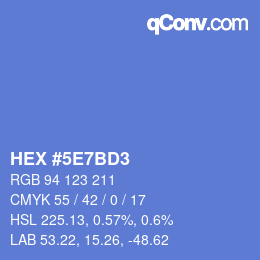カラーコード: HEX #5E7BD3 | qconv.com