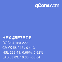 Color code: HEX #5E7BDE | qconv.com