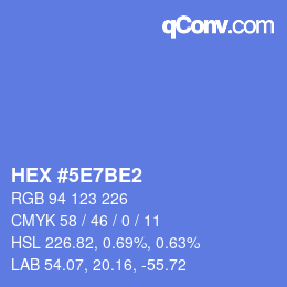 Farbcode: HEX #5E7BE2 | qconv.com