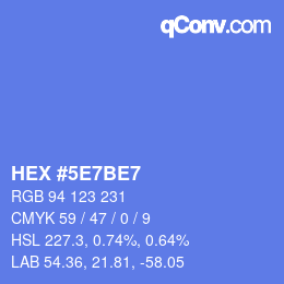 カラーコード: HEX #5E7BE7 | qconv.com