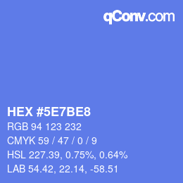 Farbcode: HEX #5E7BE8 | qconv.com