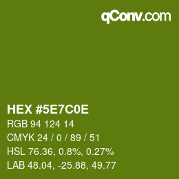 Código de color: HEX #5E7C0E | qconv.com