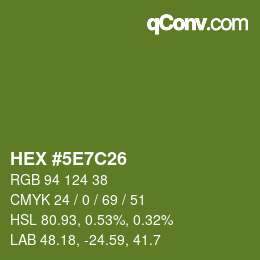 Color code: HEX #5E7C26 | qconv.com