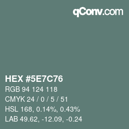Color code: HEX #5E7C76 | qconv.com