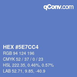 Código de color: HEX #5E7CC4 | qconv.com