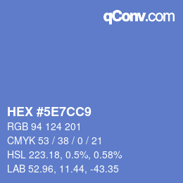 Farbcode: HEX #5E7CC9 | qconv.com