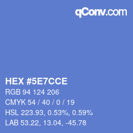 Color code: HEX #5E7CCE | qconv.com