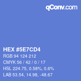 颜色代码: HEX #5E7CD4 | qconv.com