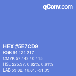 Farbcode: HEX #5E7CD9 | qconv.com