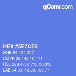 カラーコード: HEX #5E7CE3 | qconv.com