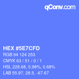 颜色代码: HEX #5E7CFD | qconv.com