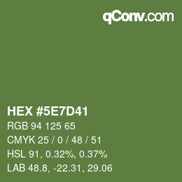 Color code: HEX #5E7D41 | qconv.com