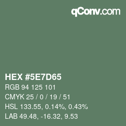 Color code: HEX #5E7D65 | qconv.com