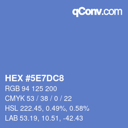 Color code: HEX #5E7DC8 | qconv.com