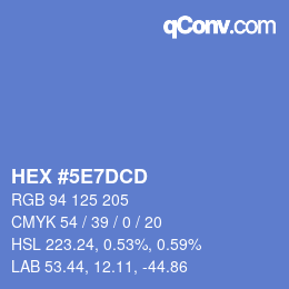カラーコード: HEX #5E7DCD | qconv.com