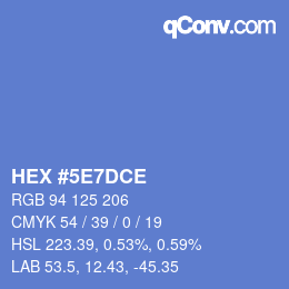 カラーコード: HEX #5E7DCE | qconv.com