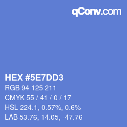 カラーコード: HEX #5E7DD3 | qconv.com