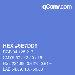 Color code: HEX #5E7DD9 | qconv.com
