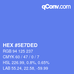 Color code: HEX #5E7DED | qconv.com