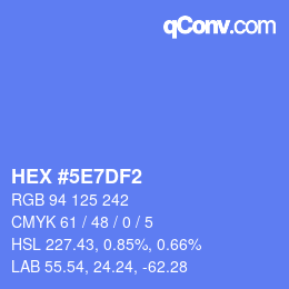颜色代码: HEX #5E7DF2 | qconv.com