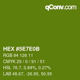 Color code: HEX #5E7E0B | qconv.com