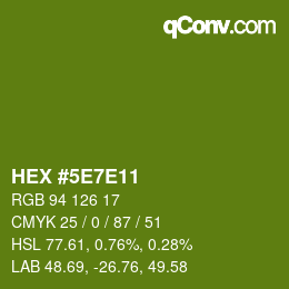 カラーコード: HEX #5E7E11 | qconv.com