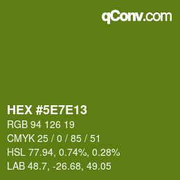 Color code: HEX #5E7E13 | qconv.com