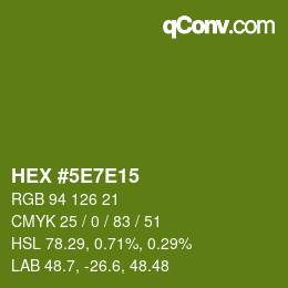 カラーコード: HEX #5E7E15 | qconv.com