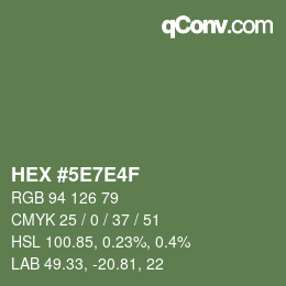 カラーコード: HEX #5E7E4F | qconv.com