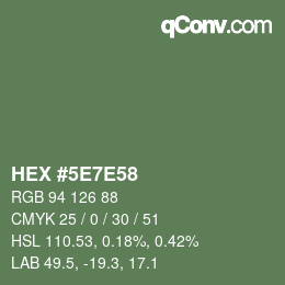 Farbcode: HEX #5E7E58 | qconv.com