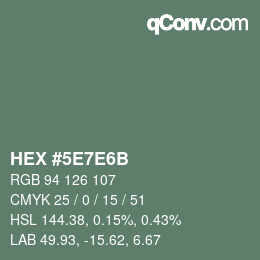 Code couleur: HEX #5E7E6B | qconv.com