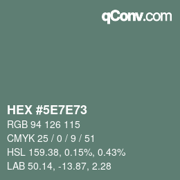 Farbcode: HEX #5E7E73 | qconv.com