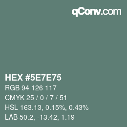 カラーコード: HEX #5E7E75 | qconv.com