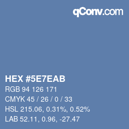 Farbcode: HEX #5E7EAB | qconv.com