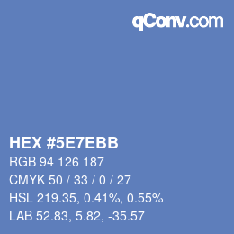 カラーコード: HEX #5E7EBB | qconv.com
