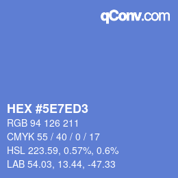 Farbcode: HEX #5E7ED3 | qconv.com