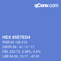 カラーコード: HEX #5E7ED4 | qconv.com