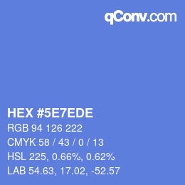 Farbcode: HEX #5E7EDE | qconv.com