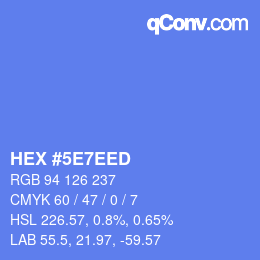 カラーコード: HEX #5E7EED | qconv.com