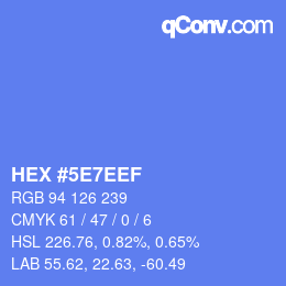 カラーコード: HEX #5E7EEF | qconv.com