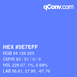 カラーコード: HEX #5E7EFF | qconv.com