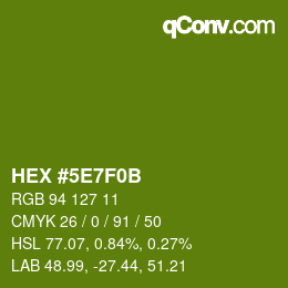 Color code: HEX #5E7F0B | qconv.com